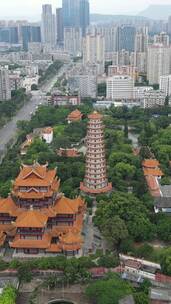 福州西禅古寺古建筑竖屏航拍