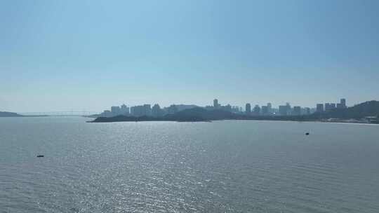 珠海海岸线航拍海滨城市海岸海边风光风景