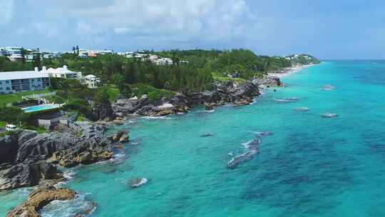 百慕大，空中飞行，热带天堂，岩礁，大西洋，美丽的风景