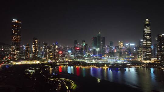 深圳南山区深圳湾夜景航拍