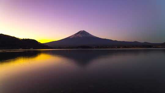 日本富士山超清高清雪山火山晚霞美景延时