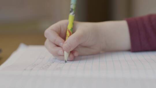 孩子在纸上写字