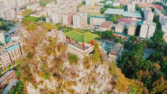 喀斯特山峰城市风光航拍-广西柳州箭盘山