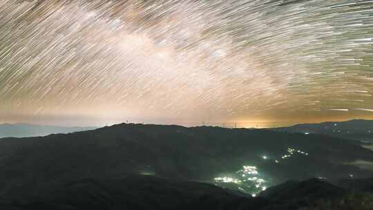 风电场山地星空星轨延时-广西桂林资源县