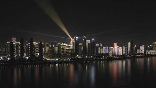 武汉长江城市夜景航拍