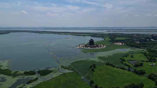 航拍苏州太湖重元寺