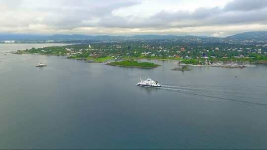 航拍奥斯陆海湾港口视频素材模板下载