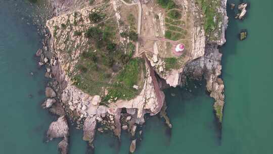 大海海洋岛屿自然风光山东烟台长岛航拍