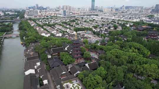 江苏苏州寒山寺历史文化建筑航拍