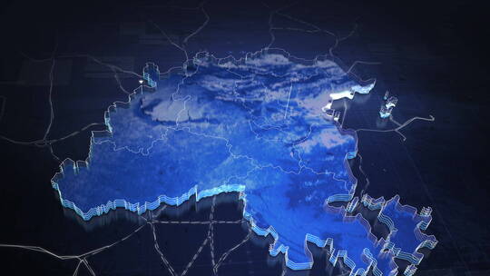 【无插件】蓝色科技感地图福州