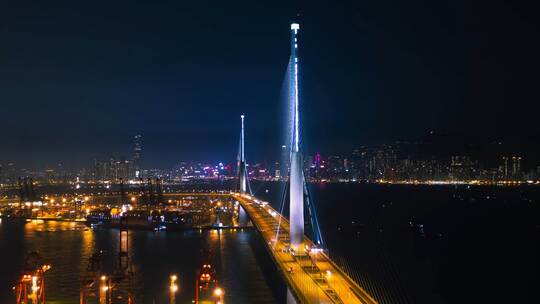 跨海大桥 运动延时 城市夜景