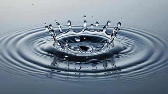 水滴入水溅起水花与涟漪