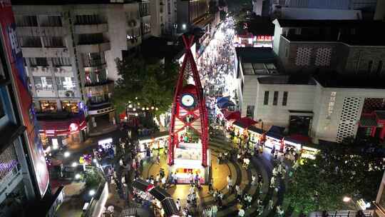 广西桂林城市夜景灯光交通航拍