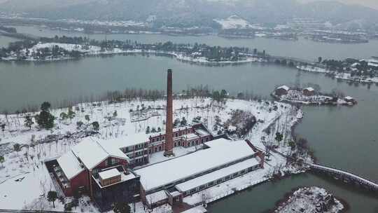 杭州湘湖景区雪景浙江雪景