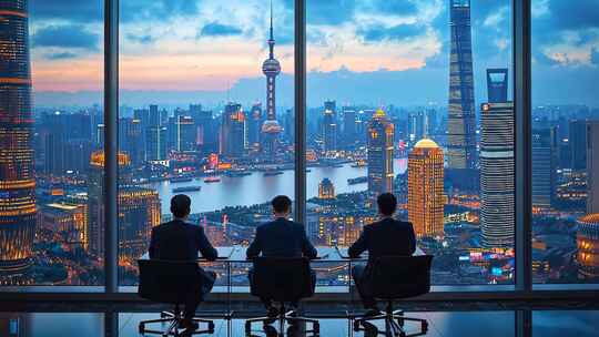 金融精英俯瞰上海陆家嘴股票分析师团队会议