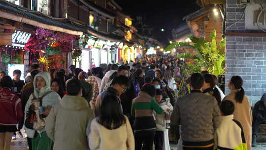 大理古城丽江古城节日街道商店街景