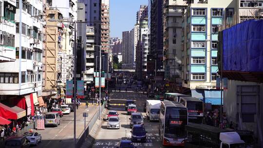 香港街道交通路况道路车流城市道路人群人流