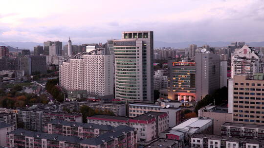 延时北京城市上空日转夜镜头