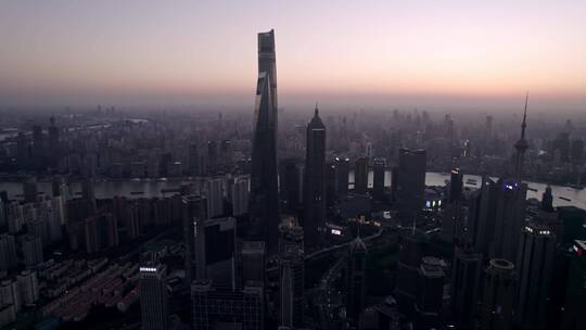 上海陆家嘴金融城航拍风光4K