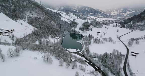 湖，雪，树木，克拉姆湖