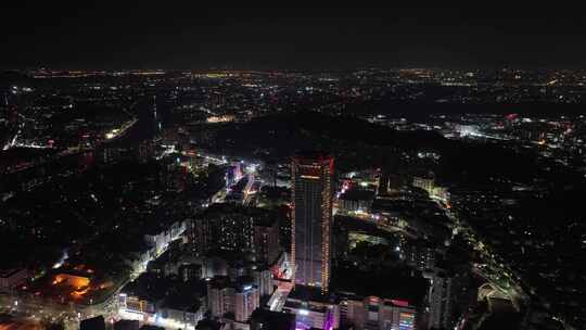 东莞虎门夜景航拍虎门镇夜景城市建筑风光