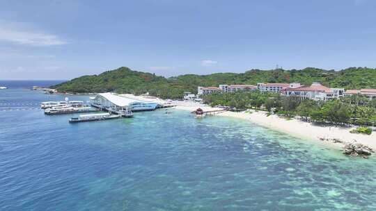海岛码头海景俯瞰全景 海南三亚蜈支洲岛