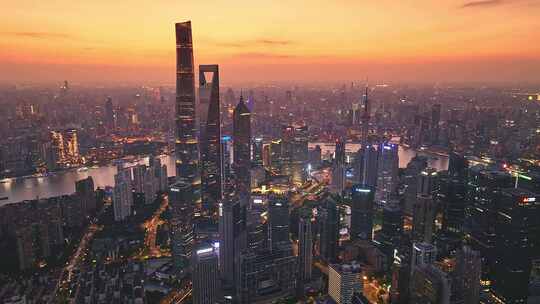 上海城市黄昏