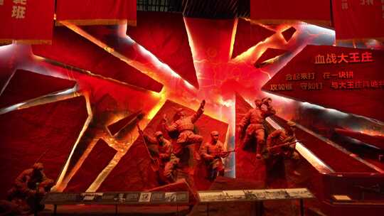 人民的胜利淮海战役纪念馆血战大王庄雕塑视频素材模板下载