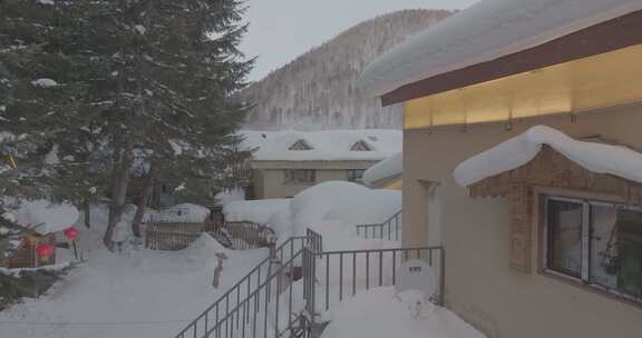 雪后木屋建筑景观