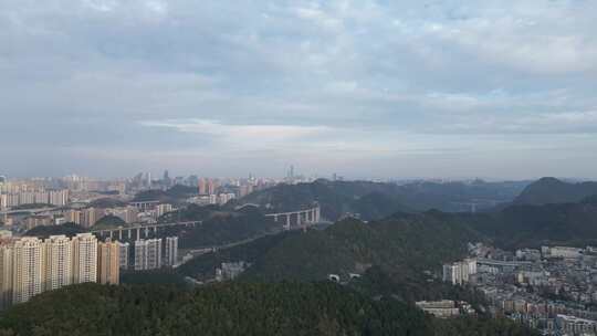 航拍贵阳大景云贵山山头公园