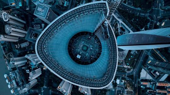 上海中心大厦俯拍风光视频素材模板下载