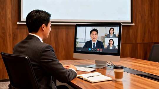 商务人士办公室视频会议