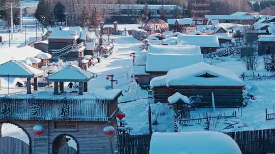 中国雪乡雪景航拍