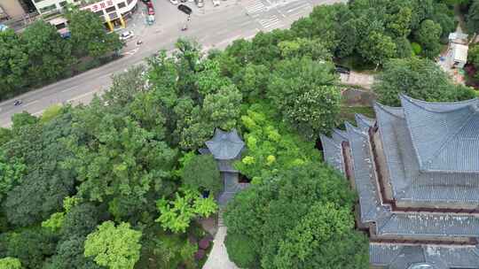 衡阳回雁峰雨花台雁峰公园亭台楼阁航拍