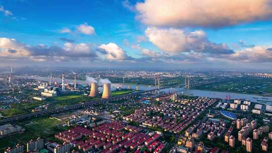 上海市闵行区闵浦大桥工业环境延时摄影