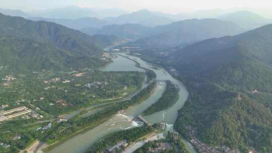 航拍四川成都都江堰风景区