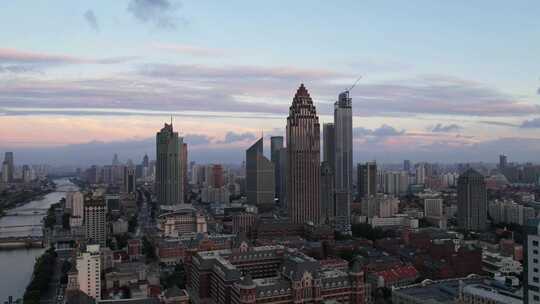 天津海河风景城市建筑风光航拍