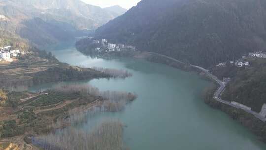 长江支流湖北恩施清江段风景风光航拍