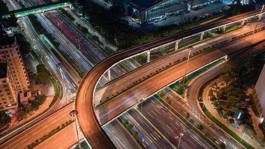 深圳道路夜景车流延时视频