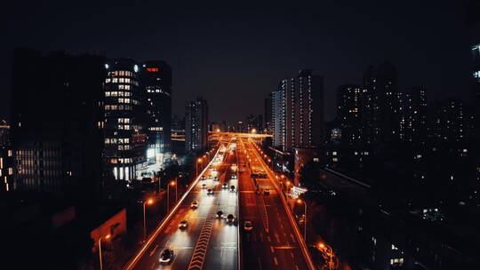 上海鲁班路高架夜景航拍