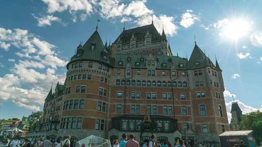 魁北克城堡延时 魁北克费尔蒙酒店视频素材模板下载