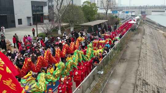 元宵节芜湖古城民俗展演航拍素材