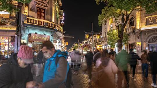 杭州吴山南宋御街河坊街夜经济夜景