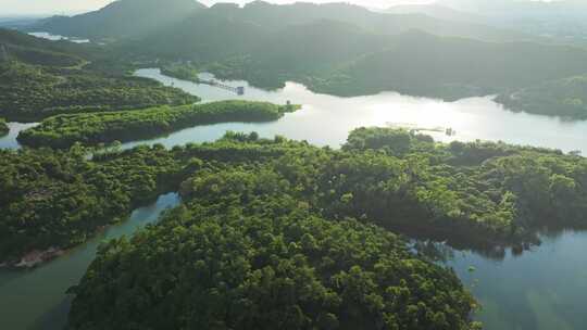 广东绿水青山水库自然风光4k航拍