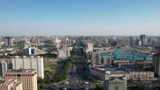 山东潍坊城市风光交通城市大景高楼建筑航拍