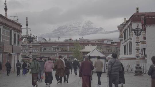 西藏拉萨大昭寺八廓街转经素材