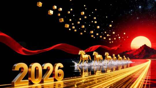 4k金色骏马奔跑2026年会合集