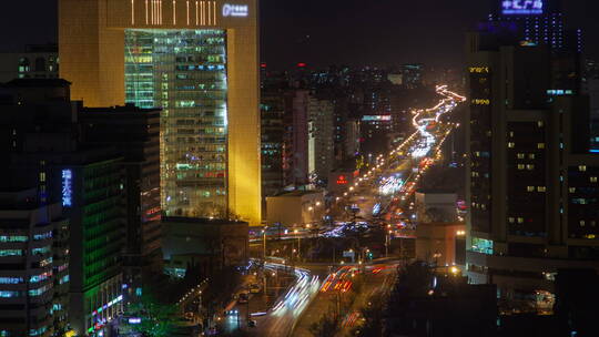 夜幕下的城市延时景观