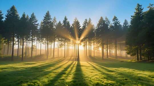 森林阳光树林航拍ai素材原创