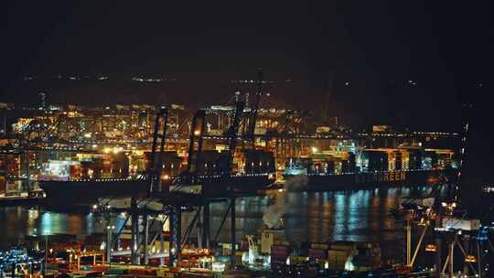 盐田港夜景港口货运码头贸易物流C0134
